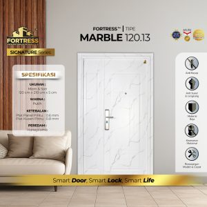 Pintu Fortress Tipe MARBLE 120.13 WHITE Motif Marmer Bahan Baja