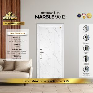 Pintu Fortress Tipe MARBLE 90.12 Bahan Baja Motif Marmer Putih